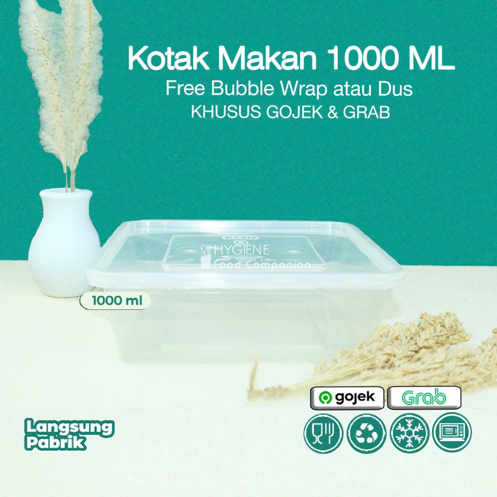 Caztore Thinwall Kotak Makan 1000ml Plastik - Thinwall 1000ml Square Premium