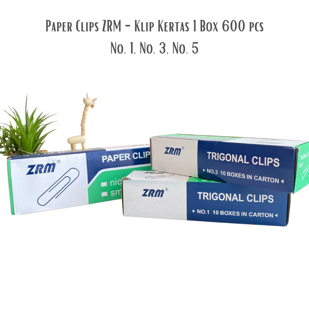 

Paper Clips ZRM Trigonal No. 1 (28 mm) / No. 3 (25 mm) / No. 5 Jumbo - Klip Kertas 1 Box 600 pcs