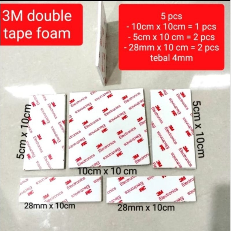 5 pcs double tape foam 3M tebal 2mm dan 4mm double tape super kuat