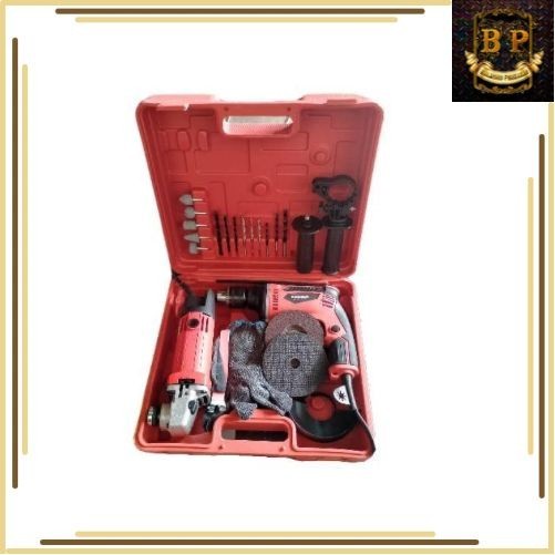 KUSUKA MESIN BOR IMPACT 13MM SET DAN GURINDA TANGAN 4 INCH BY FUJIYAMA