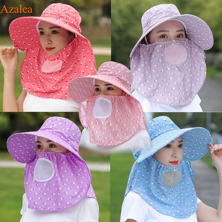 TOPI PANTAI WANITA VISOR LIPAT LEBAR / TOPI PANTAI CADAR PENUTUP WAJAH TOPI SAWAH ANTI UV A136
