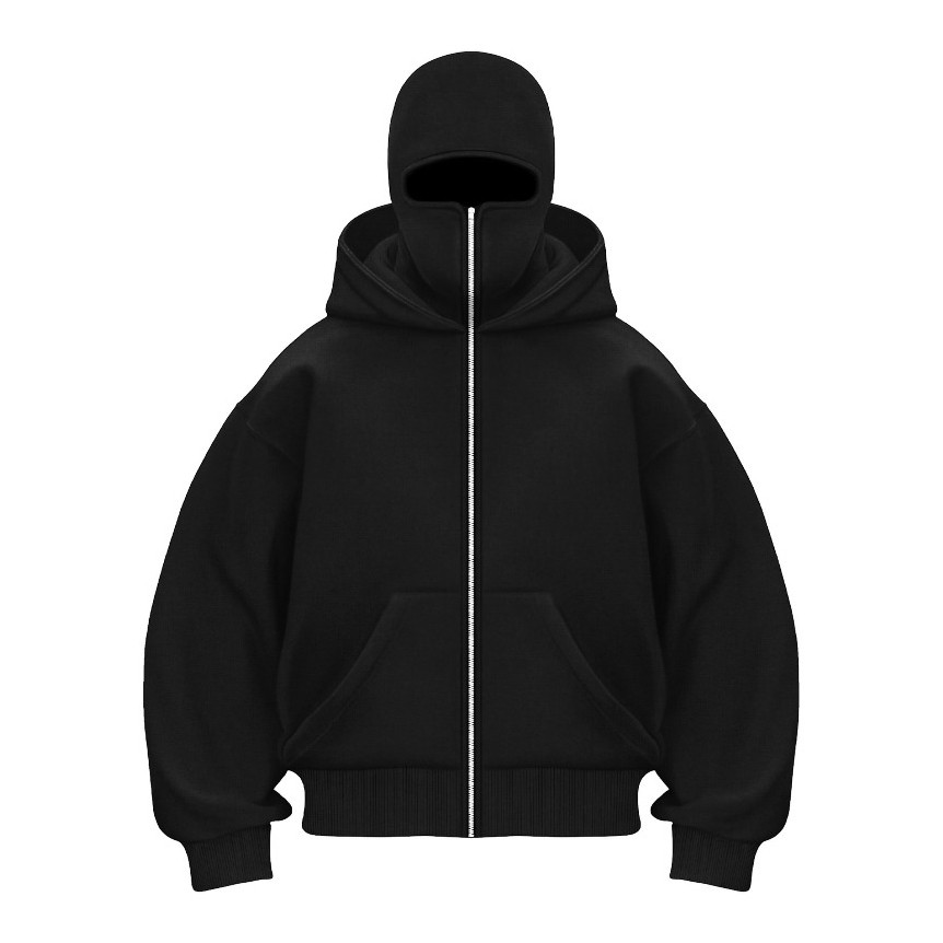 HOODIE BALACLAVA Zipper Jaket Hoodie Boxy Hitam Ninja Balaclava