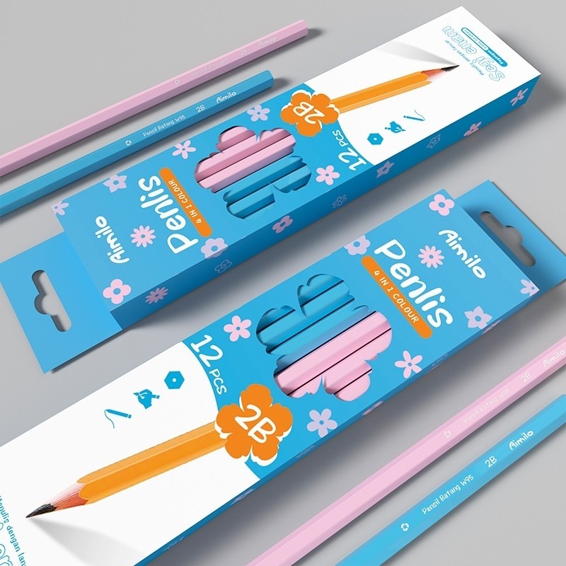 

12PCS/Kotak Pensil 2B Graphite Pensil Alat Tulis Sekolah Pensil 1 Pack