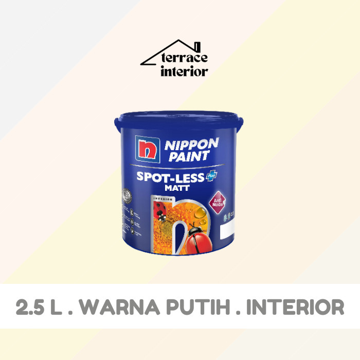 Cat Tembok Nippon Paint Spotless Plus Matt Interior Warna Putih 2.5 Liter