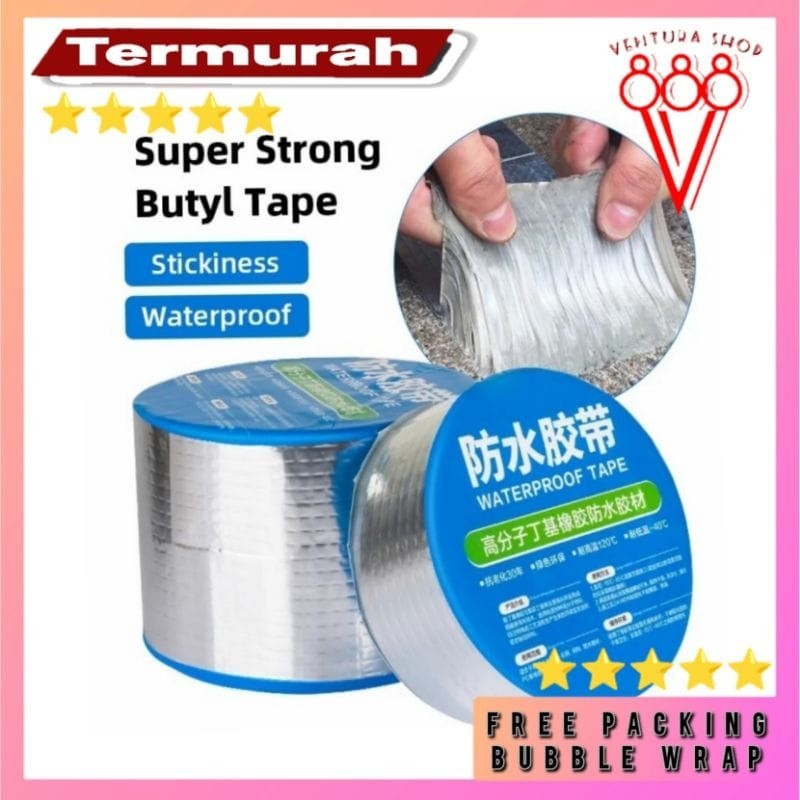 

MAA Lakban Anti Bocor 3M 5M 10M Lem Anti Air Alumunium Foil Butyl Super