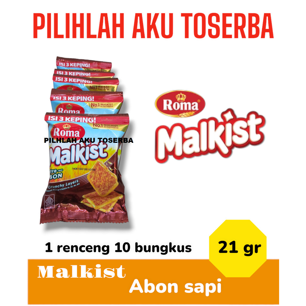 

Biskuit Roma Malkist Abon Crackers Renceng - ( HARGA 1 RENCENG isi 10 )