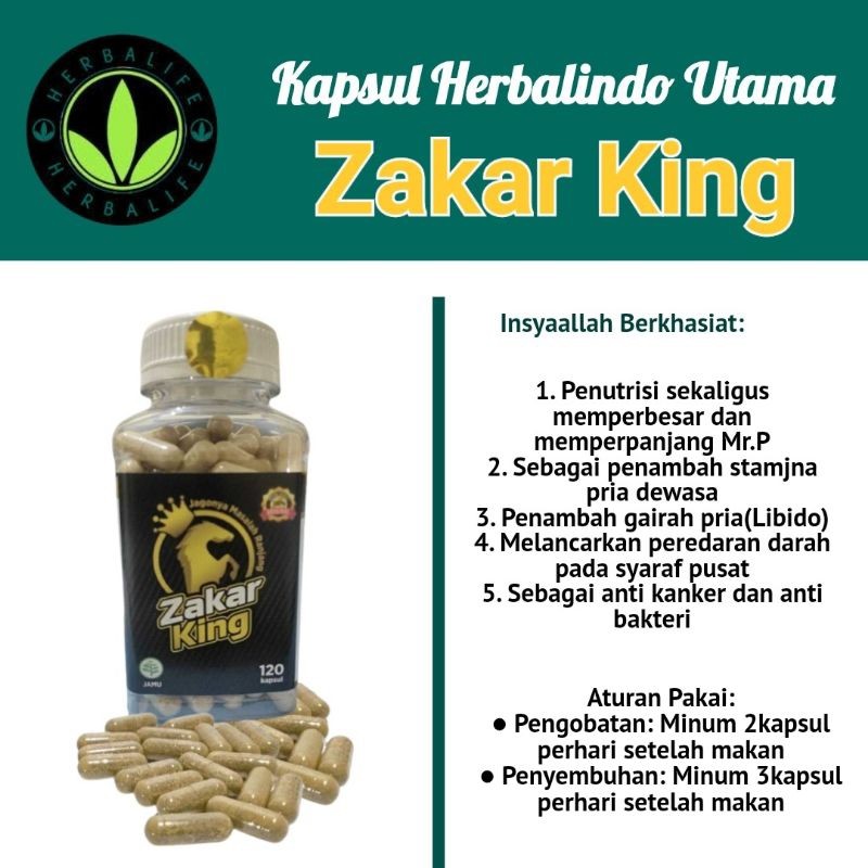 ZAKAR KING Herbal  Kapsul Pembesar Alat Vital Pria Terjamin 100% Terbukti Obat Herbal Kapsul Idaman 