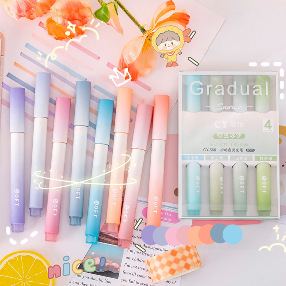 

1 SET ISI 4 HIGHLIGHTER WARNA PASTEL TERANG / 1 SET STABILO HIGHLIGHTER WARNA PASTEL TERANG H277