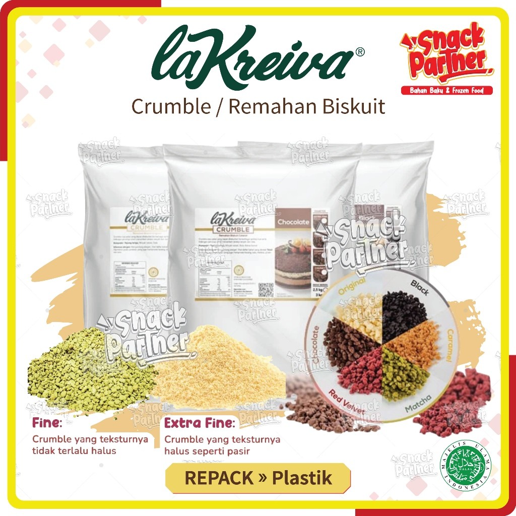 

Terlaris termurah LA KREIVA Cookie Crumble (Extra Fine / Halus) REPACK 100 250 500 GR - Topping Crumb