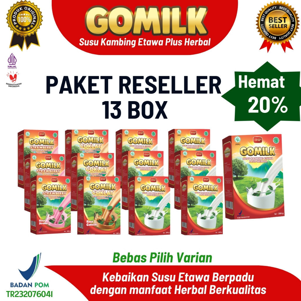 

[ PAKET RESELLER 13 BOX ] GOMILK 200gr SUSU ETAWA PLUS HERBAL