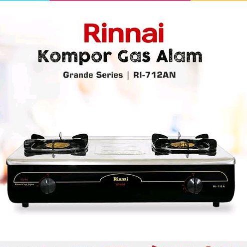 Rinnai Grande Kompor Gas Alam 2 Tungku RI712AN RI-712A N PGN LGN - Garansi