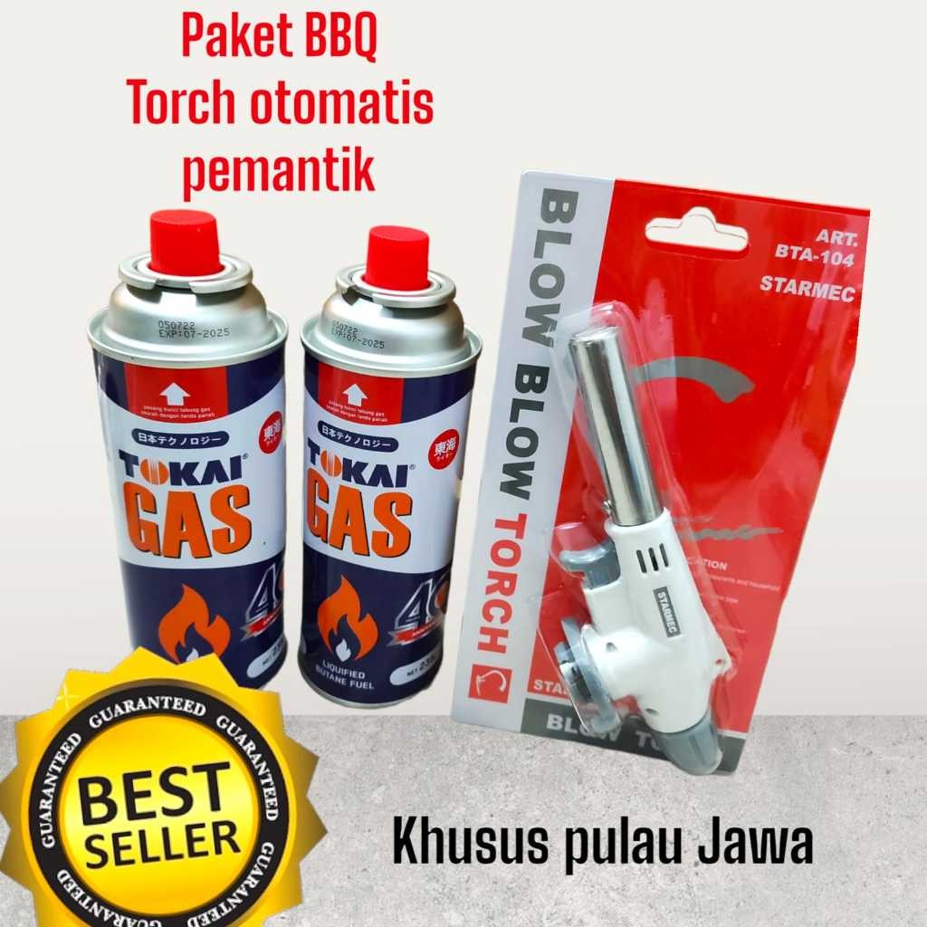 Paket Gas Torch Dan 2 Gas Portable / Gas Set Portable Praktis / Pemantik Api Flame Gun Set