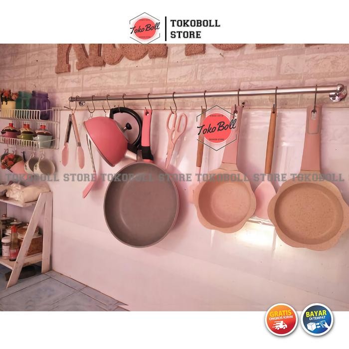 Gantungan Dapur Cantolan Wajan Kuali Panci Sutil Pipa Besi Stainless Tempel Dinding - Pipa Besar