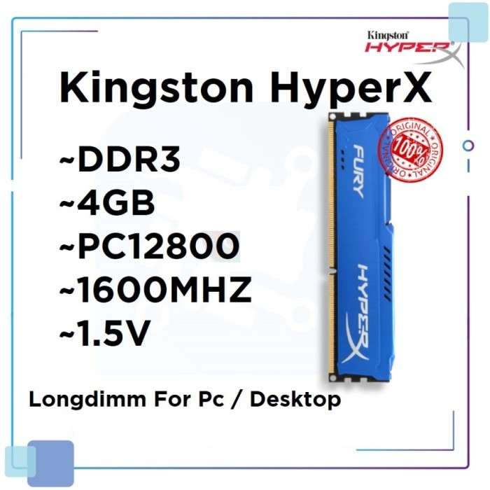 RAM DDR3 4GB KINGSTON HYPERX -With Heatsink- Pc12800 BARU
