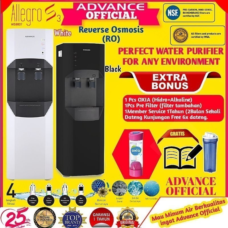 ADVANCE Water Purifier Allegro S3 Ro Filter Air Minum Penyaringan Air Minum Tanpa Galon Saringan ORI