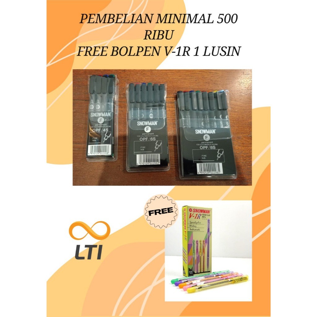

Spidol Snowman Permanen OHP / OPF 6 Warna / SET - MURMER