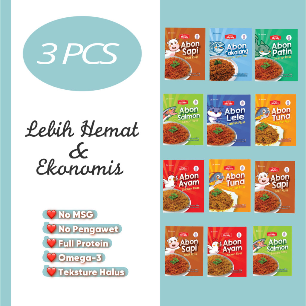 

Ayu- PAKET HEMAT 3 pcs Promo Tiga Abon MPASI Abon Bayi 6+ bulan BB Booster Non MSG