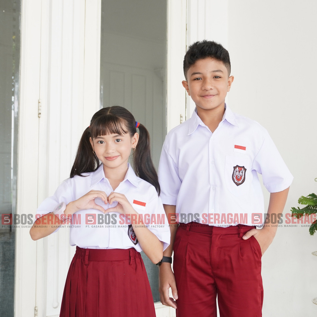 

BOS SERAGAM Sekolah SD Lengan Pendek Tangan Pendek Perempuan Laki Laki Cewe Cowo