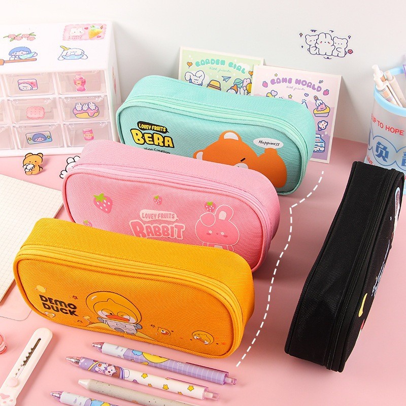 

LPL Tempat Pensil Karakter Kartun Kotak Pensil Serbaguna Motif Animal Kotak Pensil Sleting Lucu Tempat Alat Tulis Perlengkapan Sekolah Kantor Double Layer Kotak Pensil Anak Perempuan Kapasitas Besar