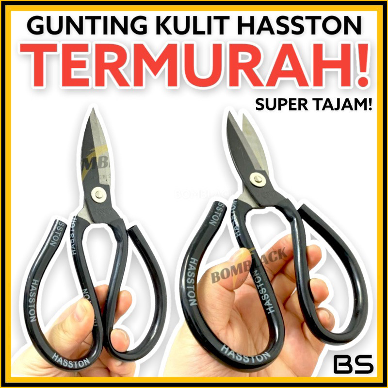 

HASSTON Gunting Kulit Tajam Kertas Kardus Kain Seng Kawat Karton HITAM