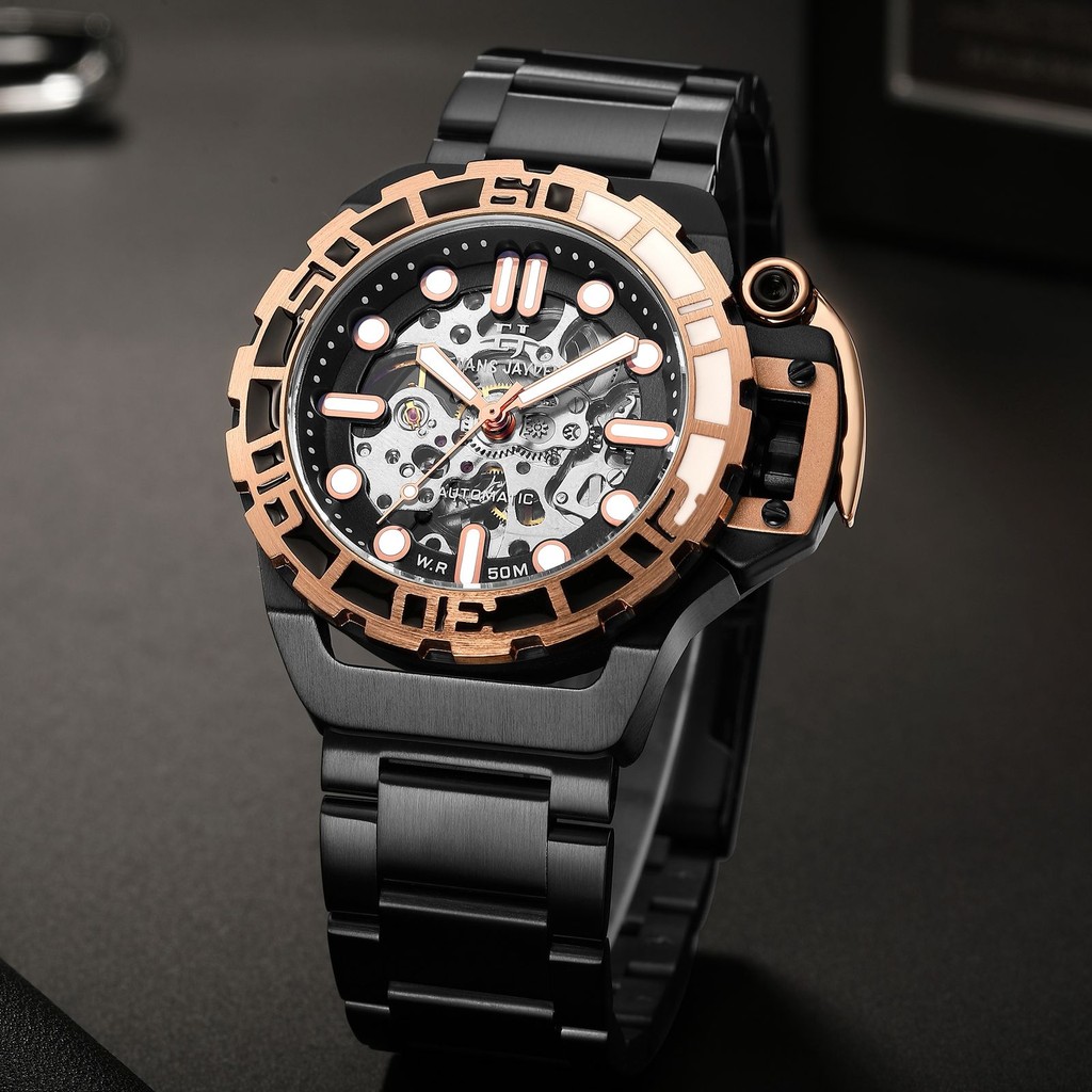 Evans Jayden Jam Tangan Pria 9630 Rantai Automatic Movement Stainless Steel Kaca Sapphire Chronograp