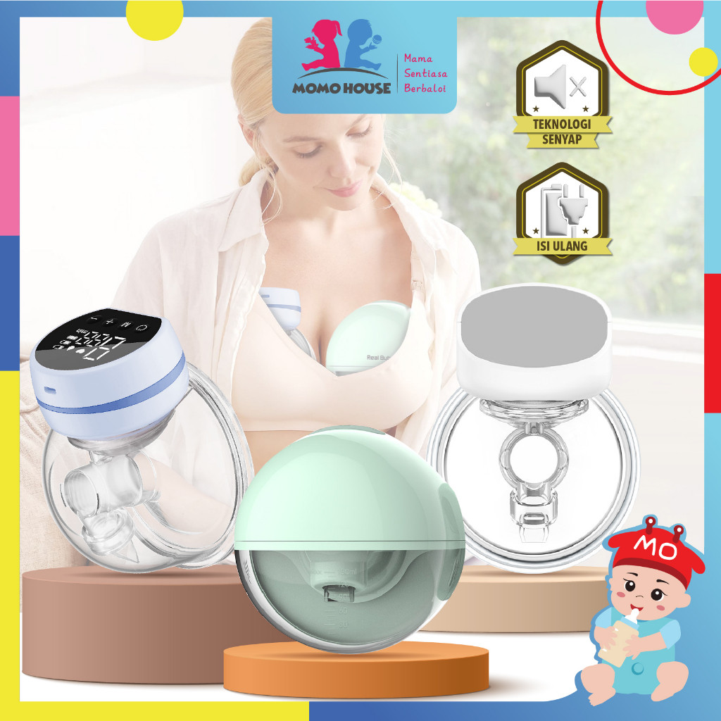 MOMO HOUSE Wearable Breastpump Pompa Asi Electric Tanpa Kabel Pompa Asi Handsfree Pompa Asi Elektrik