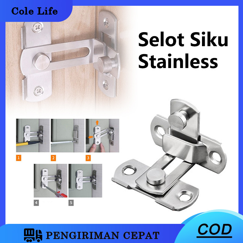 Grendel Slot Pintu Siku Dan Kait /Lemari Geser Sleeding Sliding Gembok Stainless
