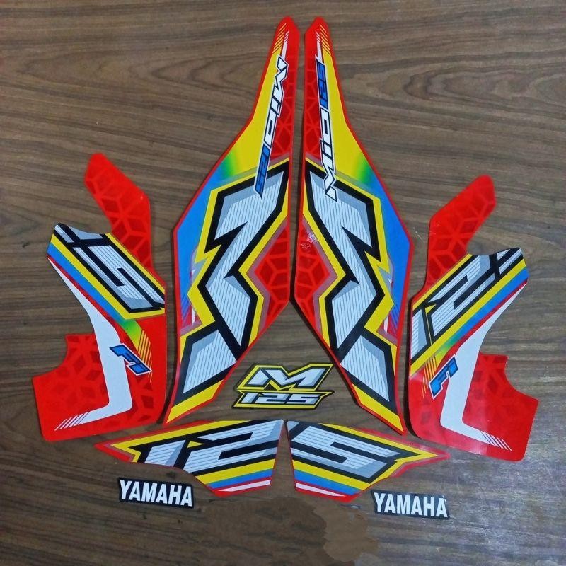 stiker striping motor mio M3 125 2023 hitam merah full body original