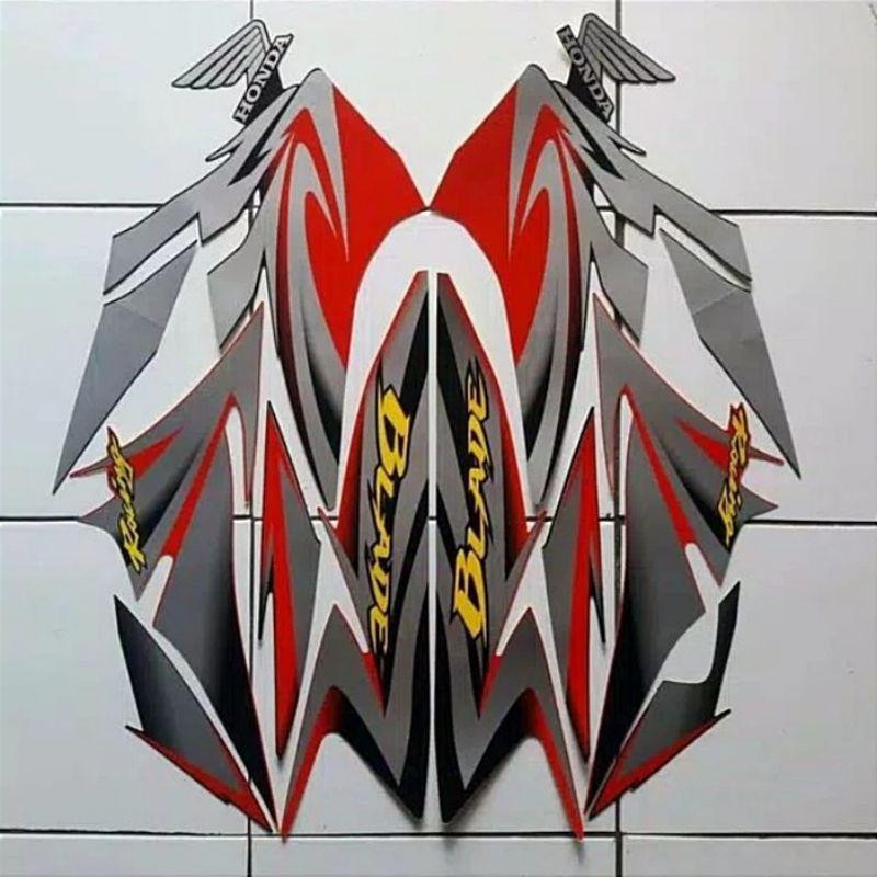 stiker striping honda blade 110 2010 hitam merah full body original