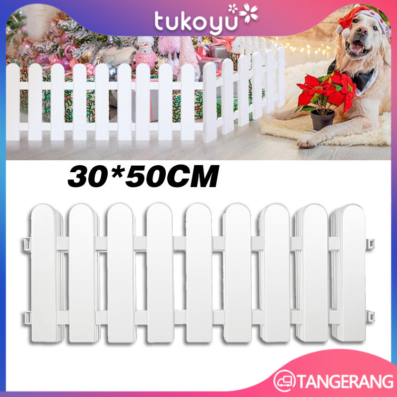 Shabby Chic Pagar Taman Vintage Dekorasi Outdoor/Indoor Plastik Tahan UV Warna Putih Distressed