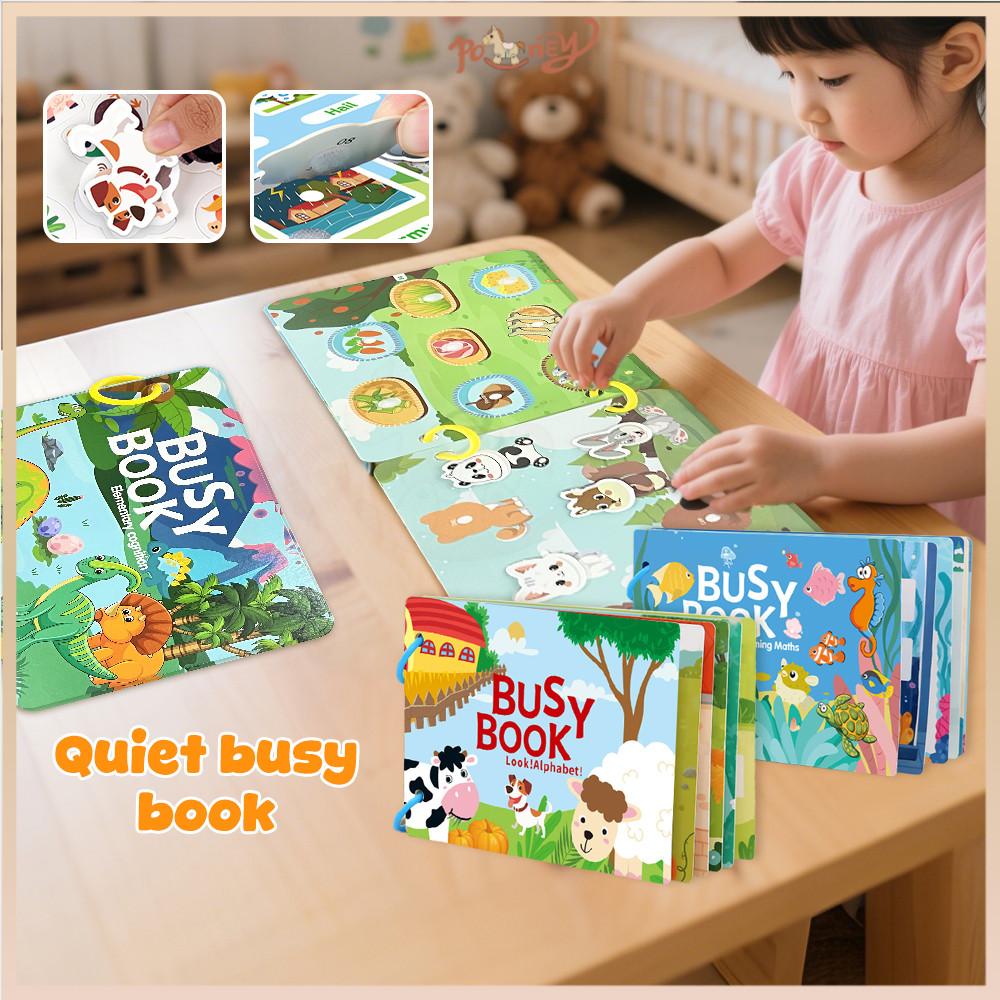 ​​Poney​​ Quiet Busy Book 10 Halaman Buku Aktivitas Pembelajaran Dini Bayi Untuk Anak 3 Tahun