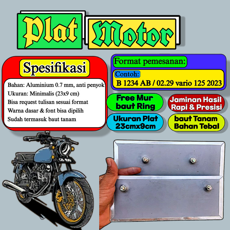 Plat Putih Bebas Custom