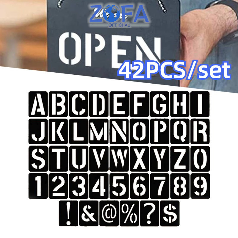 

42PCS Cetakan Huruf Angka Stensil Plastik untuk Pylox Cat Semprot Lettering Portable Lengkap