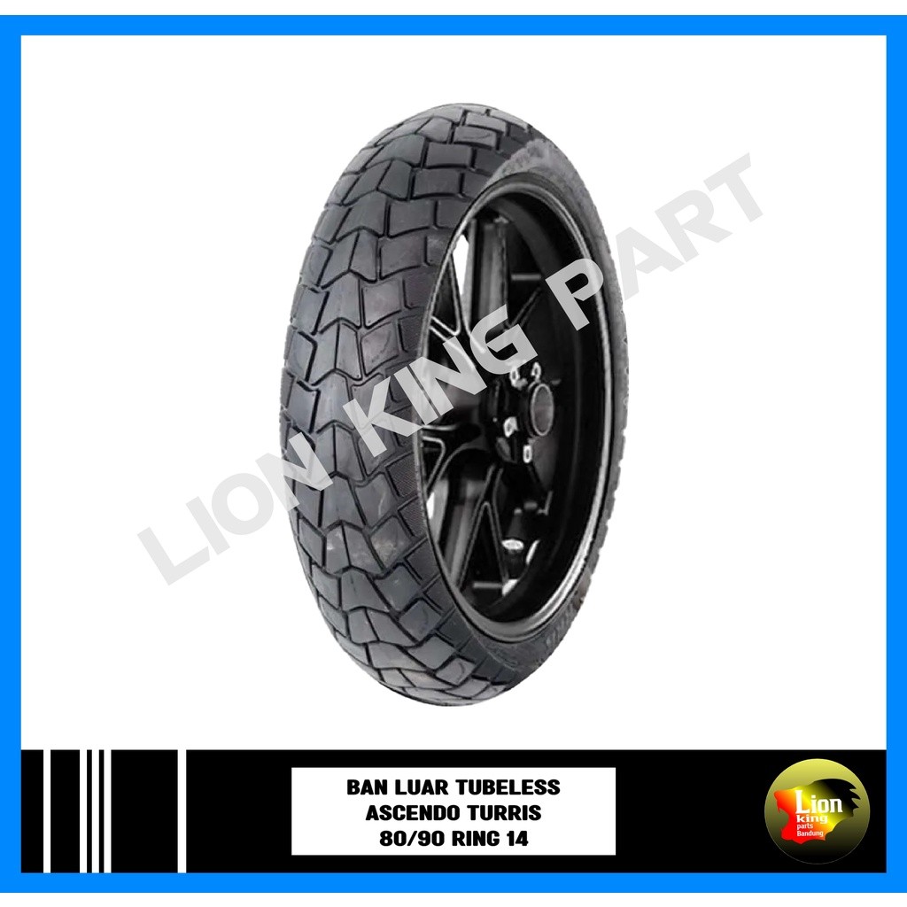 NGGESINGSHOP BAN LUAR ASCENDO TURRIS 80/90 RING 14 80/90-14 BAN DUAL PURPOSE TUBELESS 100% ORIGINAL