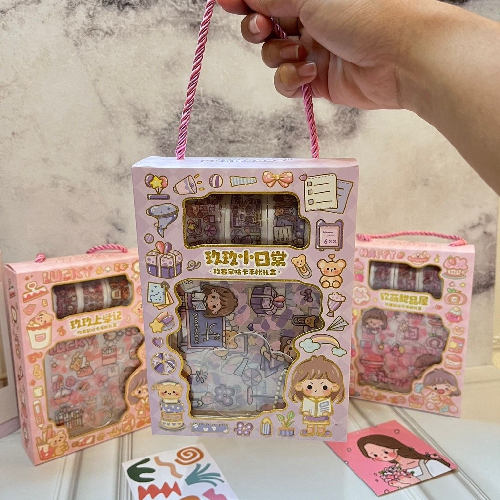 

Set stiker + washitape 3 Roll - CHL - setiker lucu unik hadiah sovenir alat tulis kantor kerja hiasan sekolah