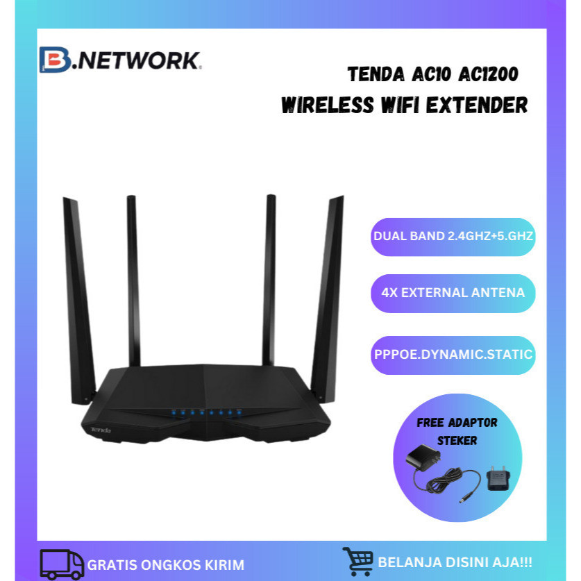 Router Tenda AC10 AC1200 MU-MIMO Dual-Band Gigabit Wireless Router WiFi Bekas Original