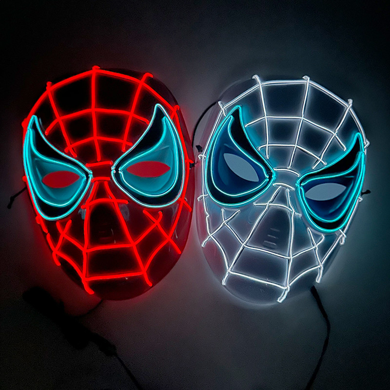 Premium red Spider Mask with LED Eyes Spider neon lumnious Mask superhero glowing mask for Halloween