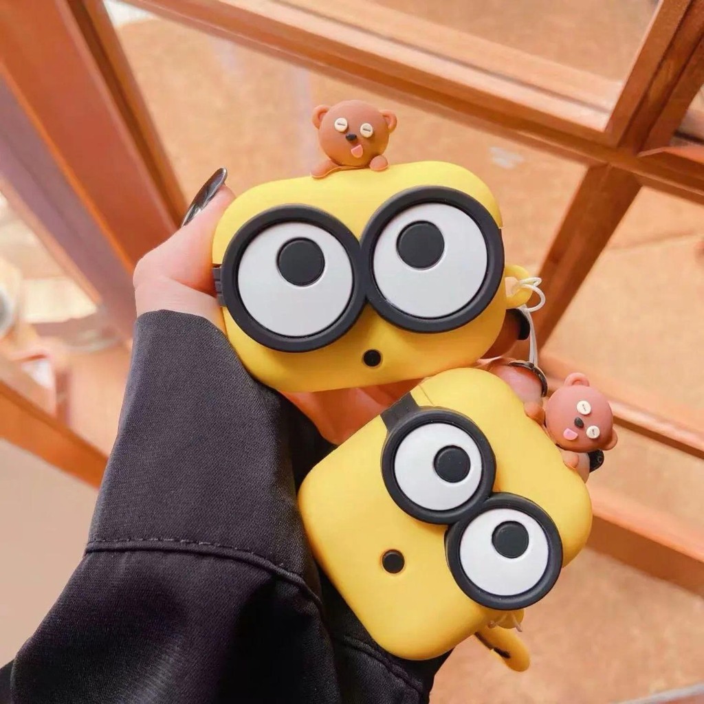 For Airpods 4 Case 2024,3D Cartoon Big Eyes With Bear Toy Silicone Earphone Cover For Airpod 4 Case/