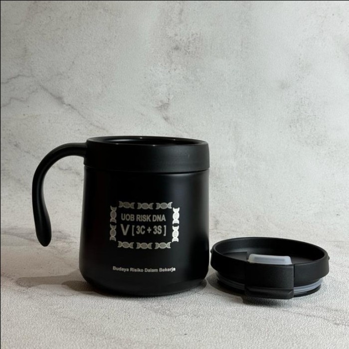 MUG Stainless Steel 350ml  Bisa Custom Logo - Hitam, polos