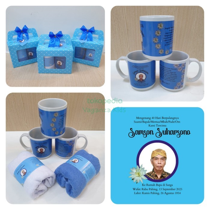 

✨TERLARIS✨ -souvenir mengenang 40 hari/100 hari/1 tahun meninggal/handuk dan mug