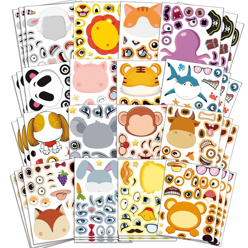 

Children DIY Puzzle Sticker Funny Make Animal Face Assemble Jigsaw Stickers Kids Early Education Toy Boys Girls Gift Party Favor