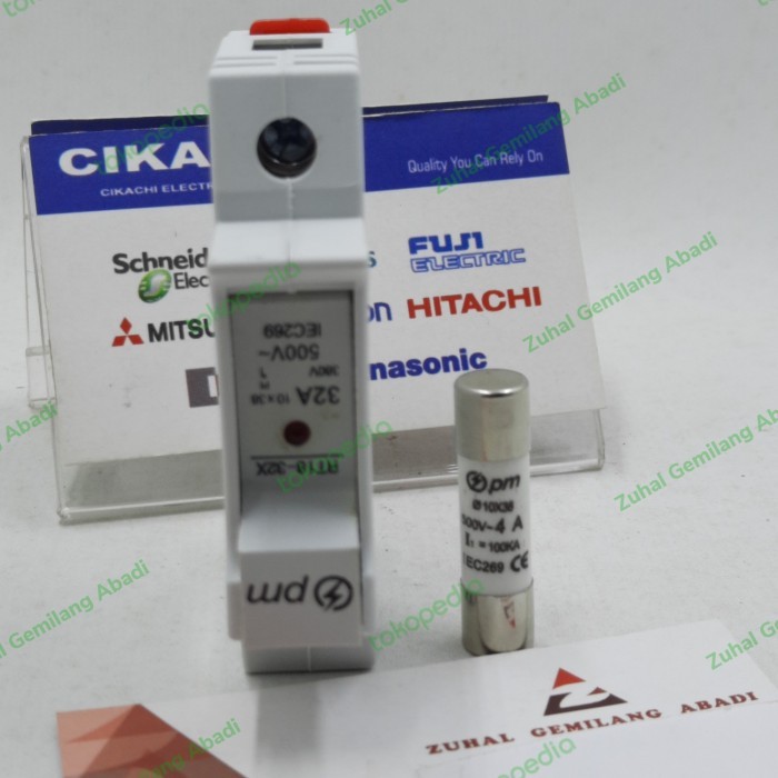 TPJ99 DIN RAIL FUSE HOLDER + FUSE LINK CERAMIC 10X38mm - 32A