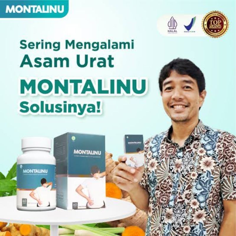 Montalinu Asli Obat Herbal Asam Urat Jamu Pegel Linu Nyeri Sendi - Montalinu Kapsul 100% Original  (