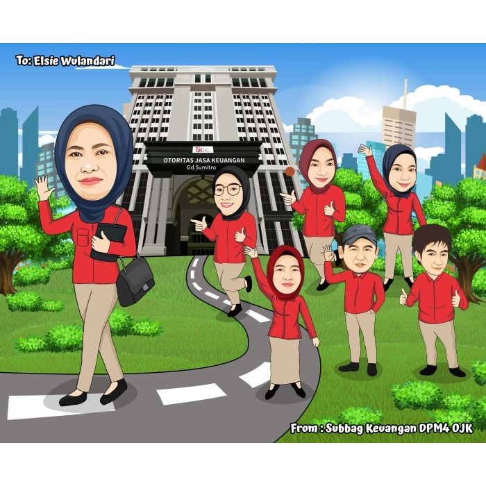 Karikatur Digital Kado Perpisahan Farewell / Hadiah Custom Murah Bagus