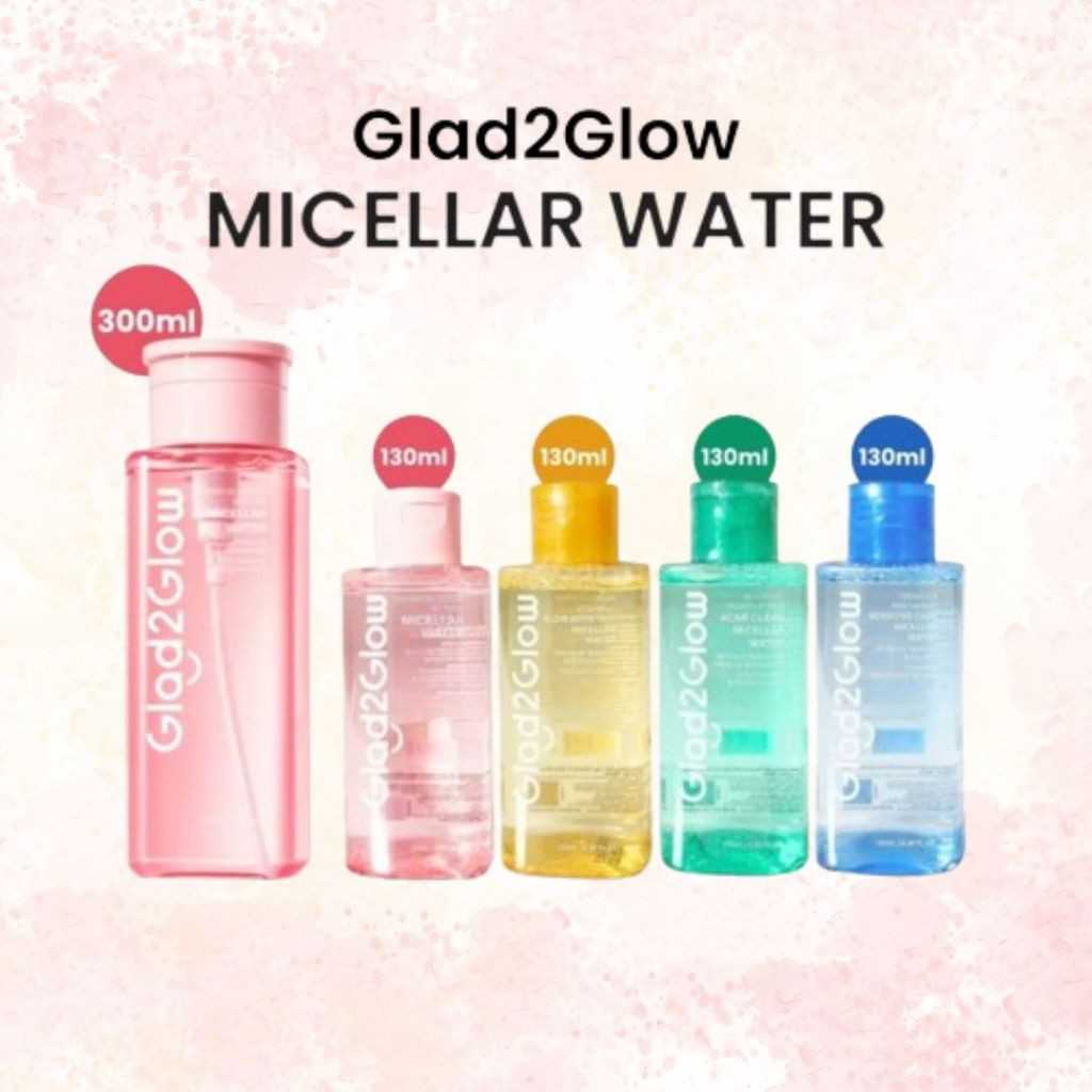 GLAD2GLOW MICELLAR WATER SERIES 130 ML & 300 ML || GLAD2GLOW CHERRY BLOSSOM BETAINE || MUGWORT ACNE 