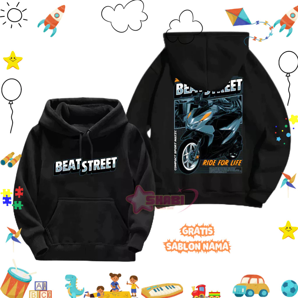 Realpict.id - Hoodie Anak Gratis Sablon Nama - Hoodie Jaket Anak Sunmori Beat Street Blue - Bahan Co