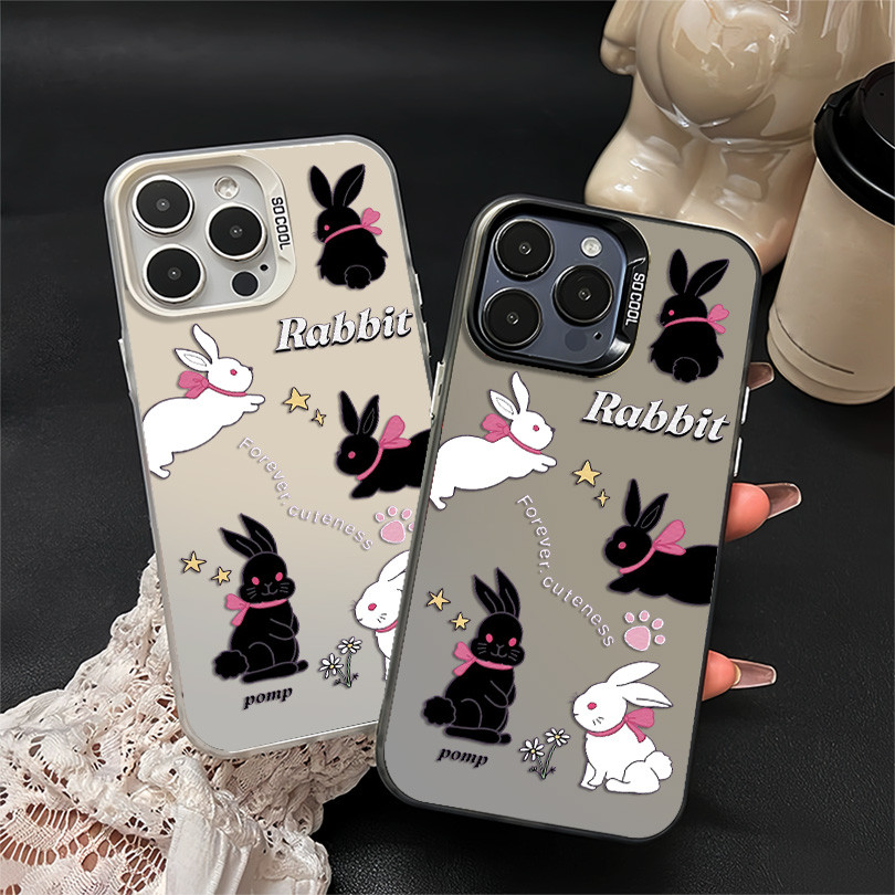 Kelinci Hitam Putih Premium Matte Hard Case Hp OPPO A60 A16 A58 A18 A54 A15 A57 A15 A92020 A31 A12 A