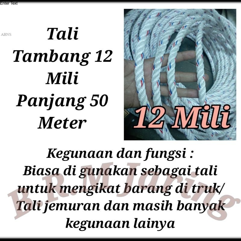TALI TAMBANG 12MM TALI TAMBANG PLASTIK 12 MM TALI TAMBANG 12MM TALI TAMBANG 12MM 100 METER