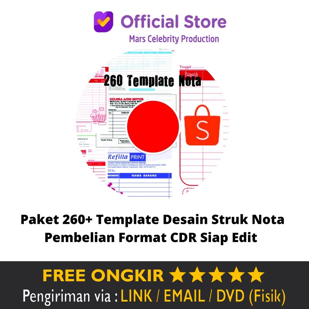Paket 260+ Template Desain Struk Nota Pembelian Format CDR Siap Edit Premium Pro Plus