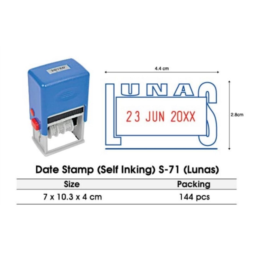 

Joyko S-71 Date Stamp Lunas 2 colors (Sudah ada tinta Di dalamnya)